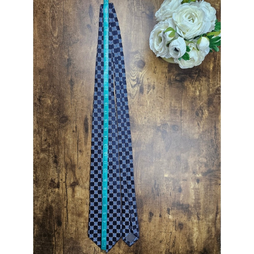 Brooks Brothers Golden Fleece Silk Tie Blue Geometric Pattern Men's Seven Folds - Picture 5 of 8